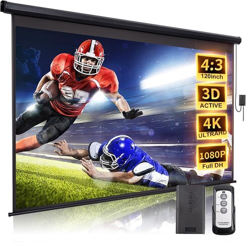 150 Inch Projector Screen Motorized Electric Rising Projector Screen Black | 16:9 HD Electric Retractable White Projection Screen Portable with Remote Roll Up Movie Screens for Projectors Outdoor Indoor in Kuwait