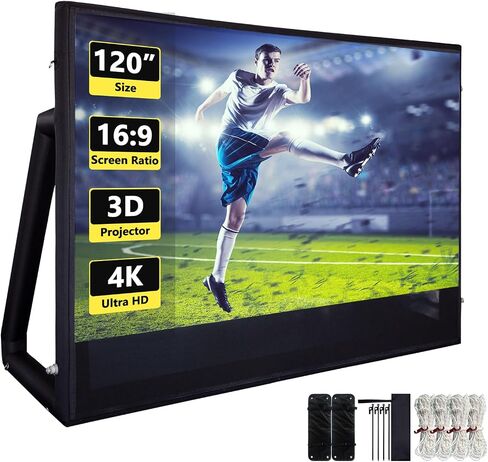 Inflatable Projector Screen I Air-Tight No-Blower Design,Made from TPU Tarpaulin, 120 inch (Equivalent to 16ft) for Indoor & Outdoor Use Backyard, Pool, Party, Camping（Excluding air Pump） in Saudi Arabia