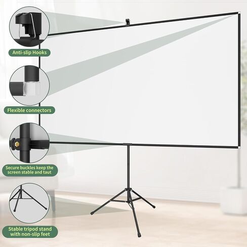 AAJK 60in Portable Indoor Rear Projector Screen with Stand | 16:9, 4K, HD, Wrinkle-Free, Includes Carry Bag, Ideal for Home Theater in Kuwait