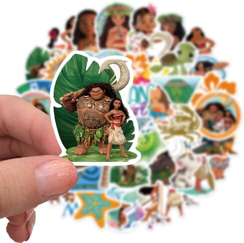 50Pcs Moana Stickers Pack Waterproof Cartoon Princess Sticker Decals for Water Bottle,Laptop,Phone,Skateboard,Scrapbooking,Bumper Gifts for Teens Adults for Party Supply Favor (Moana) in Saudi Arabia