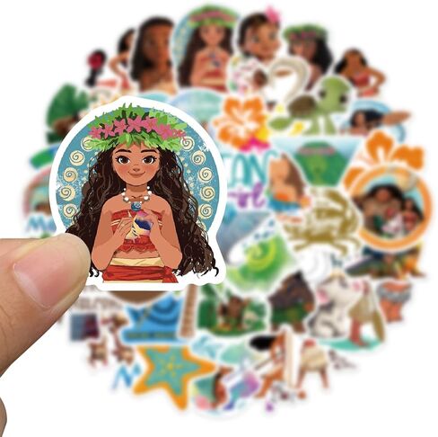 50Pcs Moana Stickers Pack Waterproof Cartoon Princess Sticker Decals for Water Bottle,Laptop,Phone,Skateboard,Scrapbooking,Bumper Gifts for Teens Adults for Party Supply Favor (Moana) in Saudi Arabia