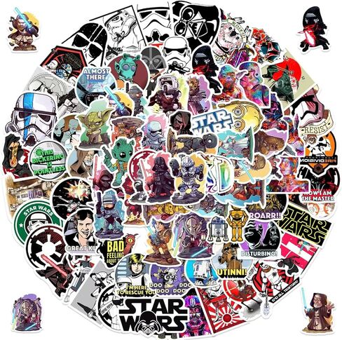 100PCS Star Wars Stickers Cool Stickers Pack Cartoon Cool Character Movie Deals Waterproof Vinyl Water Bottles Laptop Movie Sticker for Party Décor (XQ100) in Saudi Arabia