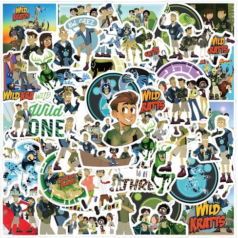 55pcs Wild Kratts Stickers Cool Colorful Waterproof Decals for Adults Laptops,Cute Cartoon Aesthetic Stickers for Teens Skateboard Water Bottle Motorcycle Phone Bumper Computer Graffiti Decals in Saudi Arabia