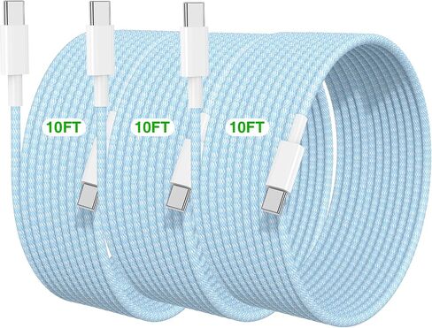 10FT USB C to C Fast Charger Cord for iPhone 17 16 15,Extra Long Heavy Duty Braided Apple C to C Cable Fast Charging for iPhone 17 Pro Max/16 Pro/16/15 Plus/MacBook,iPad Pro12.9/11/10 inch-Colorful in Saudi Arabia