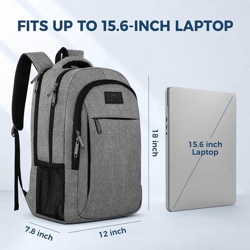MATEIN Travel Laptop Backpack, 15.6 Inch College School Computer Bag, Grey | Slim Sturdy Business Daypack, Anti Theft Bookbag, Water Resistant, Gift for Men & Women, Personal Item Bag, Mochilas in Kuwait