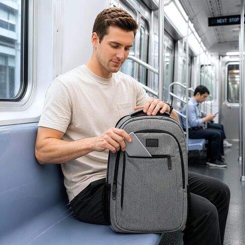 MATEIN Travel Laptop Backpack, 15.6 Inch College School Computer Bag, Grey | Slim Sturdy Business Daypack, Anti Theft Bookbag, Water Resistant, Gift for Men & Women, Personal Item Bag, Mochilas in Kuwait