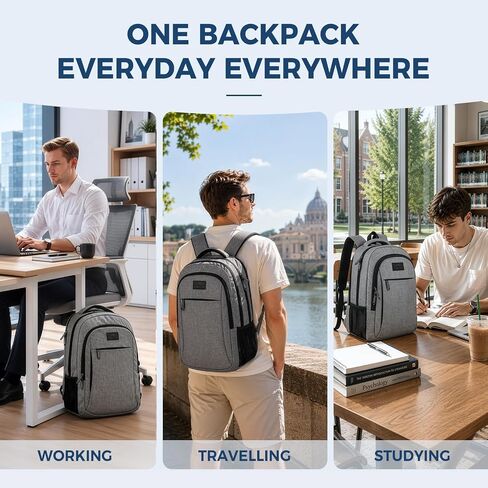 MATEIN Travel Laptop Backpack, 15.6 Inch College School Computer Bag, Grey | Slim Sturdy Business Daypack, Anti Theft Bookbag, Water Resistant, Gift for Men & Women, Personal Item Bag, Mochilas in Kuwait