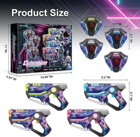 Laser Tag Set of 4, Gifts for 8 9 10 11 12 13 Year Old Boy Birthday | Lazer Tag Guns with Vests, Outdoor Family Game for Kids, Teens & Adults, Teens Boys Toys Age 8-10 Years Gift in Saudi Arabia