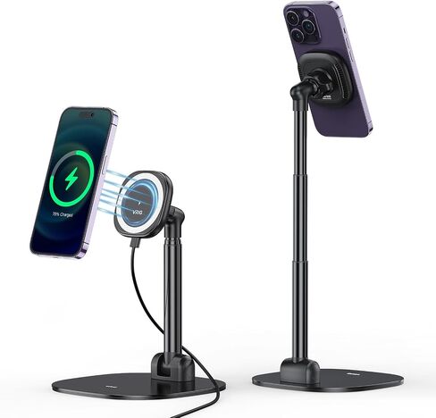 VRIG Magnetic Wireless Charger Phone Stand 360°Rotation Desk Phone Holder | Adjustable Cell Phone Stand for iPhone 17/17pro/16/15/14/13 Series Foldable Wireless Charging Station in Saudi Arabia