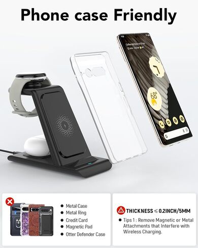 Google Wireless Charging Station,Wireless Charger for Pixel 10/Pixel Watch | 3-in-1 Wireless Charger Stand for Pixel 10/Pro XL/Fold/9,Pixel Watch 3/2&Bud,Fitbit Versa 4/3[Not for Google Watch 4/1] in Saudi Arabia
