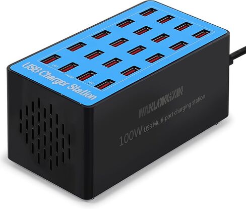 USB Charging Station,100W 20-Port Multi Smart Safety Fast Charger Station for Phone Tablet Watch Headphone PS, Compact Desktop Charger Home Office Travel in Saudi Arabia