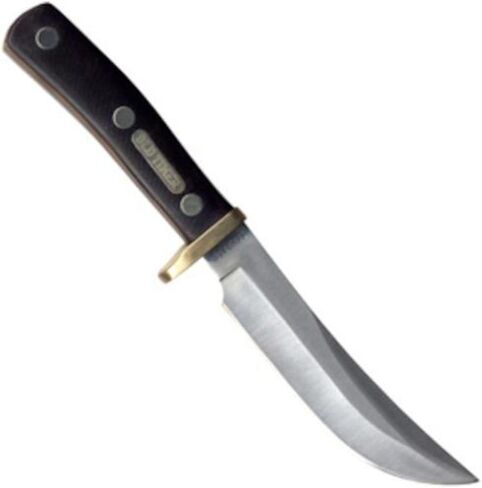 Old Timer 165OT Woodsman 9.3in سكين ذو نصل ثابت من الفولاذ المقاوم للصدأ عالي الكربون مع شفرة نقطة مشبك 5in، مقبض منشار أسود، وغمد حزام جلدي للصيد والتخييم والسلخ وEDC وفي الهواء الطلق in Kuwait