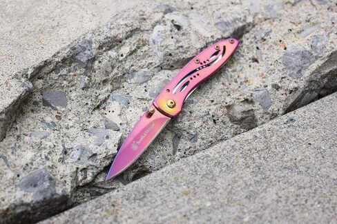 Smith & Wesson CKLPR 5.3in High Carbon S.S. Folding Knife with a 2.3in Drop Point Blade and Rainbow Handle for Outdoor, Tactical, Survival and EDC in Saudi Arabia