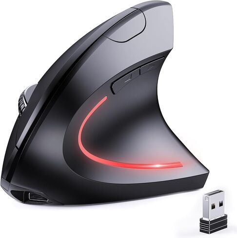 JYKEYMOUT Bluetooth and 2.4G (2-in-1) Rechargeable Wireless Mouse, Ergonomic Vertical Design, 1000/1200/1600 DPI, 6 Silent Buttons, for Laptop, Computer, PC, MacBook, Chromebook-Black in Saudi Arabia