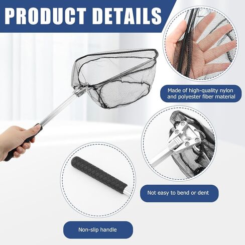 Fishing Net Minnow Nets with Aluminum Collapsible Telescopic Fishing Pole Handle and Nylon Mesh, Small F-ishing Landing Net for Saltwater Freshwater in Saudi Arabia