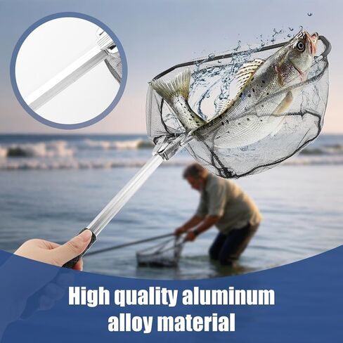 Fishing Net Minnow Nets with Aluminum Collapsible Telescopic Fishing Pole Handle and Nylon Mesh, Small F-ishing Landing Net for Saltwater Freshwater in Saudi Arabia