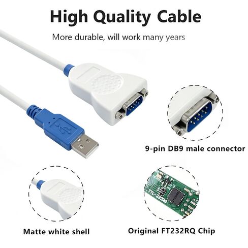 USB to Serial Adapter Cable UC232R-10 with FT232R Chip USB to DB9 RS232 Cable for Windows 11,10, 8, 7, Vista, XP,Linux and Mac OS(10CM) in Saudi Arabia