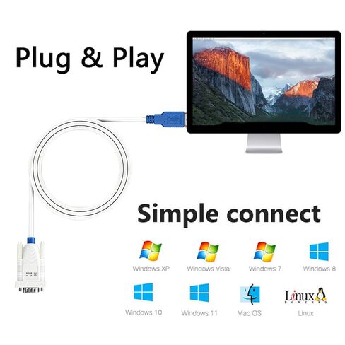 USB to Serial Cable Adapter UT232R-200 with FT232R Chip USB to DB9 RS232 Cable for Windows 11,10, 8, 7, Vista, XP,Linux and Mac OS(2M) (UT232R-200) in Saudi Arabia