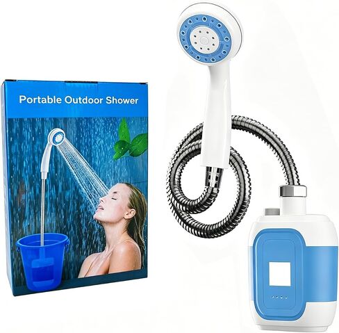 Portable Rechargeable Camping Shower Pump, 2000mAh Battery Outdoor Shower Head Sprayer in Kuwait