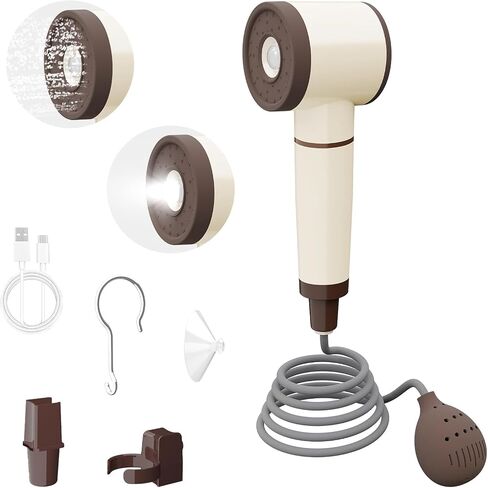 Portable Shower for Camping with Light, All-in-One Portable Camping Shower Pump, Temperature Display, 2 Spray Modes Rechargeable Portable Outdoor Shower Head for Beach, Hiking, RV, Pet Wash in Saudi Arabia