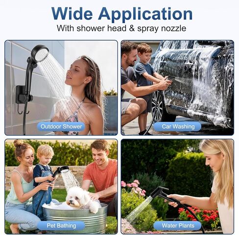 Portable Shower for Camping, Rechargeable Camp Shower Pump (6000mAh-IPX7 Waterproof) with Shower Head, Spray Nozzle 6.7ft Hose & Hook, Outdoor Camping Shower Gear for Travel, RV, Pet Bath, Car Washing in Saudi Arabia