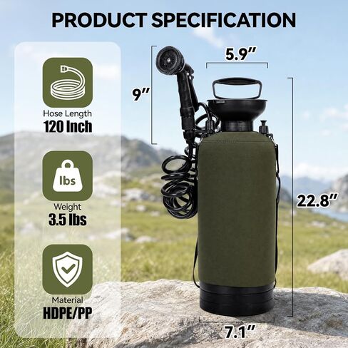 Vevitts Portable Shower 2.1 Gallon (8L), Camping Shower with 10 Mode Shower Head, Portable Beach Shower for Surfing, Camping & Van Life – Outdoor Rinse Kit with Hand Pump in Saudi Arabia