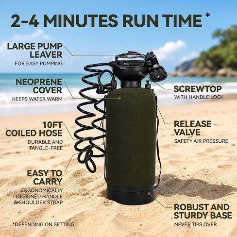 Vevitts Portable Shower 2.1 Gallon (8L), Camping Shower with 10 Mode Shower Head, Portable Beach Shower for Surfing, Camping & Van Life – Outdoor Rinse Kit with Hand Pump in Saudi Arabia
