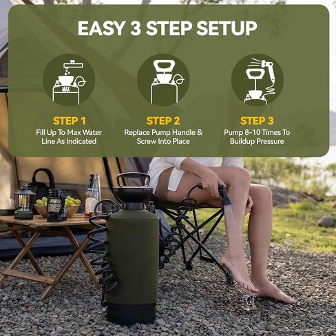 Vevitts Portable Shower 2.1 Gallon (8L), Camping Shower with 10 Mode Shower Head, Portable Beach Shower for Surfing, Camping & Van Life – Outdoor Rinse Kit with Hand Pump in Saudi Arabia