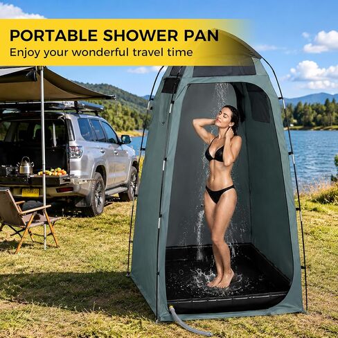 hillhub Portable Shower Pan 41x41x5 Inch, Foldable Drain Base | Leakproof PVC, Non-Slip, Detachable Drain Hose. Collapsible Shower Base for RV, Camping, Outdoor Tent, Glamping in Saudi Arabia