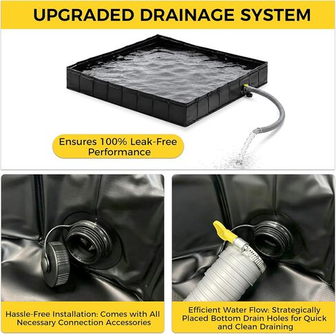 hillhub Portable Shower Pan 41x41x5 Inch, Foldable Drain Base | Leakproof PVC, Non-Slip, Detachable Drain Hose. Collapsible Shower Base for RV, Camping, Outdoor Tent, Glamping in Saudi Arabia
