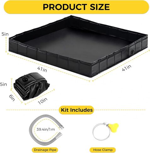 hillhub Portable Shower Pan 41x41x5 Inch, Foldable Drain Base | Leakproof PVC, Non-Slip, Detachable Drain Hose. Collapsible Shower Base for RV, Camping, Outdoor Tent, Glamping in Saudi Arabia