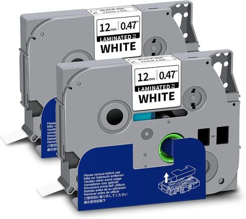 Tze-2312PK Tze-231 0.47 Laminated White Label Tape Compatible for Brother | Tze-231 Tz-231 Label Maker Tape Black on White 1/2" 12mm Tz Tape Compatible for Brother P Touch PTD220 PTD210 PTH100 PT-H110 in Saudi Arabia