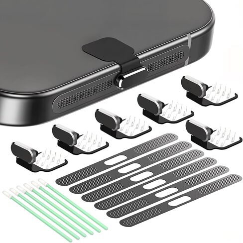 USB C Dust Plug with Speaker Dust Cover for iPhone 15/16 Pro,Plus,Pro Max | 6 Pack USB C Plug Cover, Anti-Lost USB C Charging Port Protector Cover in Saudi Arabia