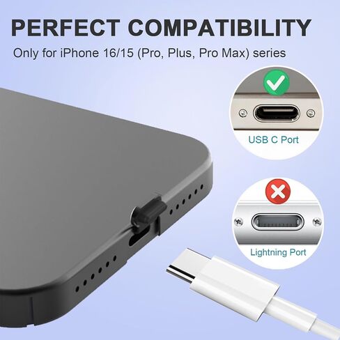 USB C Dust Plug with Speaker Dust Cover for iPhone 15/16 Pro,Plus,Pro Max | 6 Pack USB C Plug Cover, Anti-Lost USB C Charging Port Protector Cover in Saudi Arabia