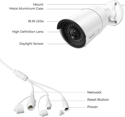 REOLINK PoE Security Camera RLC-510A(Pack of 2), 5MP Home Surveillance | Person/Vehicle/Animal Detection, 100ft IR Night Vision, Time-Lapse, Works with Smart Home, Supports 512GB SD Card in Saudi Arabia
