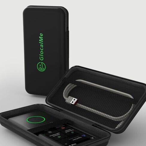 GlocalMe Protective Travel Case and MeowGo G50Max 5G Mobile Hotspot, NTN Satellite Communication(SMS), Portable WiFi Hotspot for Travel in 200+ Regions in Saudi Arabia