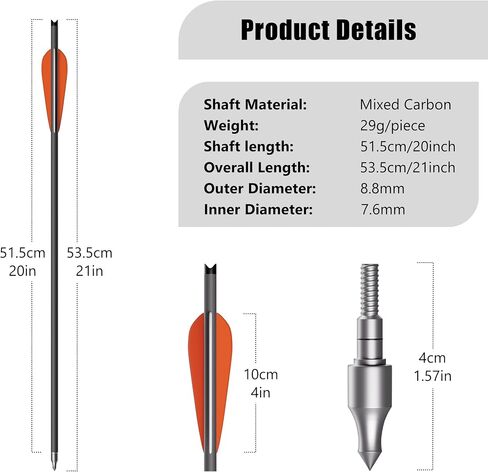 24Pcs 20 Inch Crossbow Bolt Hunting Carbon Arrows | for Outdoor Target Practice in Saudi Arabia