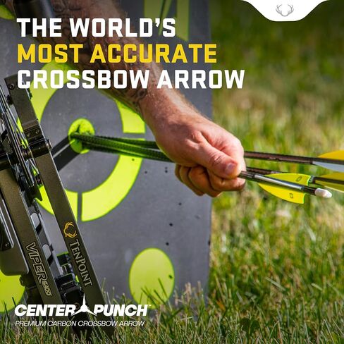 TenPoint EVO-X Non-Lighted CenterPunch16 - 16" Carbon Crossbow Arrows, Pack of 6 - With Alpha-Nock HP & HP Aluminum Bushing - For Use with Havoc RS440 & Siege RS410 in Saudi Arabia