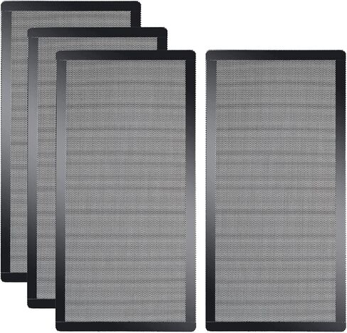 Magnetic PC Case Dust Mesh Filter, 280 x 140mm Fan Cooling Cover, 4 Pack | Black dustproof computer fan grills for gaming PC chassis, power supplies, and electronics cooling; washable PVC mesh. in Saudi Arabia