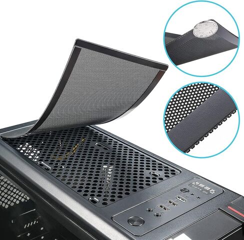 Magnetic PC Case Dust Mesh Filter, 280 x 140mm Fan Cooling Cover, 4 Pack | Black dustproof computer fan grills for gaming PC chassis, power supplies, and electronics cooling; washable PVC mesh. in Saudi Arabia