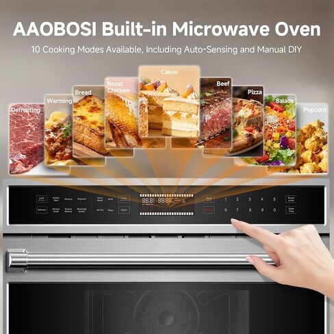 AAOBOSI 30 Inch Built-in Microwave Oven Air Fryer Combo Convection Oven | 1.6 Cu. Ft. Under Cabinet Microwave, Stainless Steel Finish, Touch Control LCD Display, Sensor Cook 10 Modes Cooking in Saudi Arabia