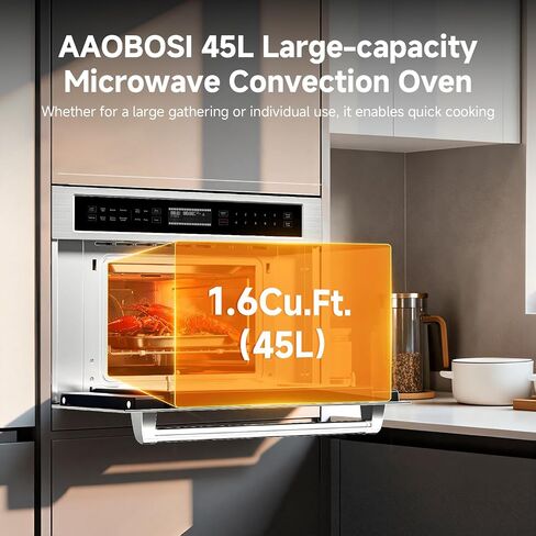 AAOBOSI 30 Inch Built-in Microwave Oven Air Fryer Combo Convection Oven | 1.6 Cu. Ft. Under Cabinet Microwave, Stainless Steel Finish, Touch Control LCD Display, Sensor Cook 10 Modes Cooking in Saudi Arabia