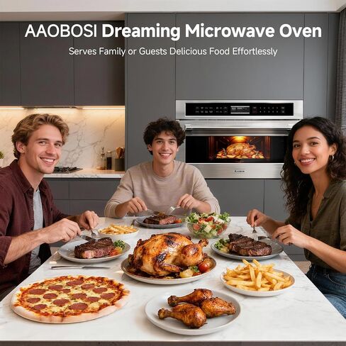 AAOBOSI 30 Inch Built-in Microwave Oven Air Fryer Combo Convection Oven | 1.6 Cu. Ft. Under Cabinet Microwave, Stainless Steel Finish, Touch Control LCD Display, Sensor Cook 10 Modes Cooking in Saudi Arabia