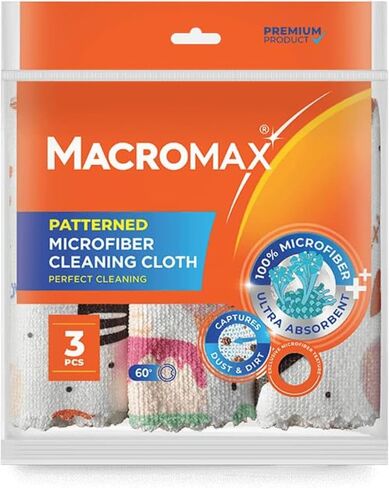 Macro Max Patterned Microfiber Cleaning Cloth – Ultra Absorbent, Lint‑Free Reusable Towels for Dusting & Polishing – Soft Non‑Scratch Cloths for Glass, Wood, Furniture & Counters - 6 Pack in Saudi Arabia