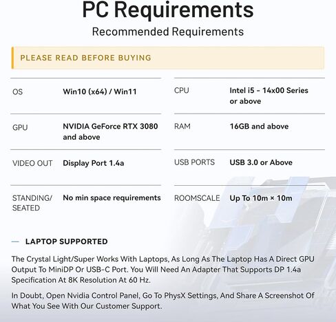 Pimax Crystal Super VR Headset & VR Glasses with Micro-OLED, 53 PPD, 3840x3552 Per Eye, 116° Field of View, Eye Tracking – Ultimate Clarity for Flight & Racing Simulations & Gaming in Saudi Arabia