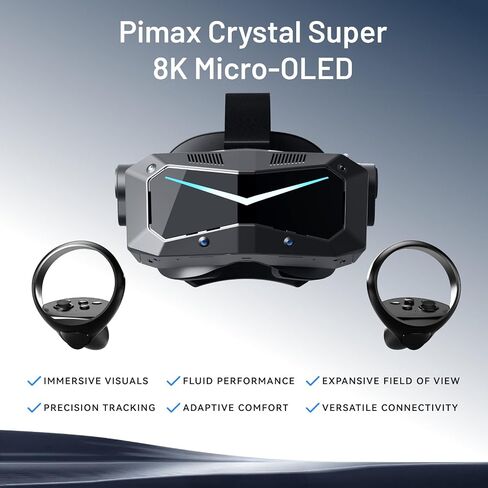 Pimax Crystal Super VR Headset & VR Glasses with Micro-OLED, 53 PPD, 3840x3552 Per Eye, 116° Field of View, Eye Tracking – Ultimate Clarity for Flight & Racing Simulations & Gaming in Saudi Arabia