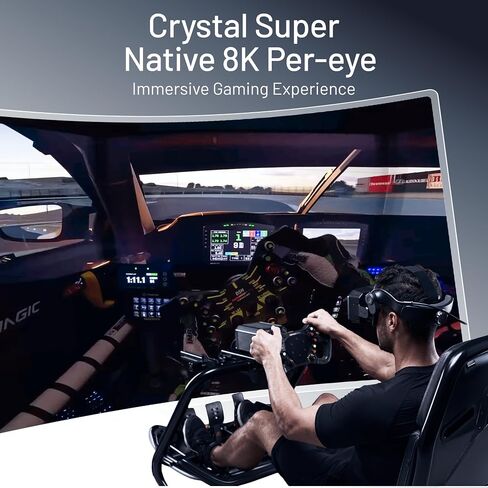 Pimax Crystal Super VR Headset & VR Glasses with Micro-OLED, 53 PPD, 3840x3552 Per Eye, 116° Field of View, Eye Tracking – Ultimate Clarity for Flight & Racing Simulations & Gaming in Saudi Arabia