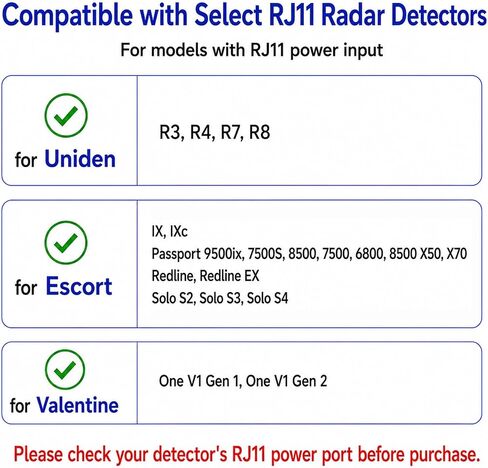 15" RJ11 Mirror Tap Radar Detector Hardwire Kit for Uniden R3 R4 R7 R8 | Mirror tap power cord compatible with Escort and Valentine One, rearview mirror wire tap with inline fuse and multi-pin taps in Saudi Arabia
