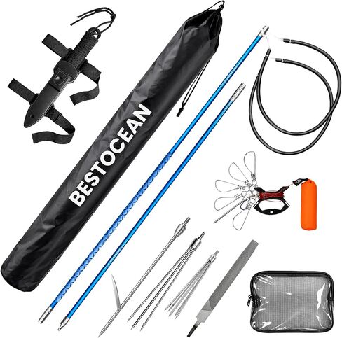 Hawaiian Sling Fishing Spear Set, Fiberglass Spearfishing Pole Spear - 2-Piece Detachable Fish Spear with Non-Slip Grip-Arpon de Pesca Submarina Kit for Beginners & Pros in Ocean Reef Coastal Waters in Saudi Arabia