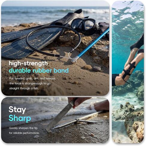 Hawaiian Sling Fishing Spear Set, Fiberglass Spearfishing Pole Spear - 2-Piece Detachable Fish Spear with Non-Slip Grip-Arpon de Pesca Submarina Kit for Beginners & Pros in Ocean Reef Coastal Waters in Saudi Arabia